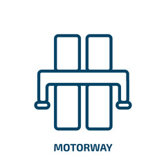 motorway icon from artificial intellegence and future technology collection. Thin linear motorway, road, highway outline icon isolated on white background. Line vector motorway sign, symbol for web
