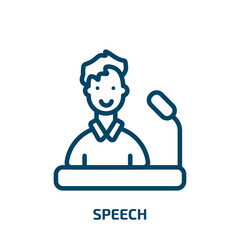 speech icon from artificial intellegence and future technology collection. Thin linear speech, template, idea outline icon isolated on white background. Line vector speech sign, symbol for web and