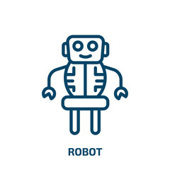 robot icon from artificial intelligence collection. Thin linear robot, industry, machine outline icon isolated on white background. Line vector robot sign, symbol for web and mobile