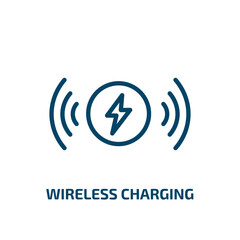 wireless charging icon from artificial intellegence and future technology collection. Thin linear wireless charging, phone, battery outline icon isolated on white background. Line vector wireless