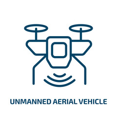 unmanned aerial vehicle icon from artificial intellegence and future technology collection. Thin linear unmanned aerial vehicle, aerial, remote outline icon isolated on white background. Line vector