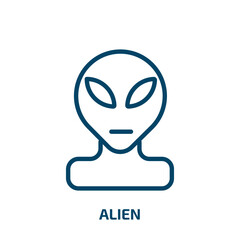 alien icon from astronomy collection. Thin linear alien, star, cartoon outline icon isolated on white background. Line vector alien sign, symbol for web and mobile