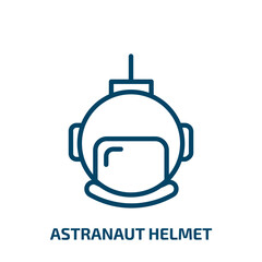 astranaut helmet icon from astronomy collection. Thin linear astranaut helmet, flag, cosmonaught outline icon isolated on white background. Line vector astranaut helmet sign, symbol for web and mobile