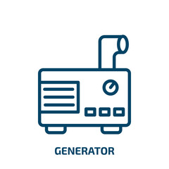 generator icon from astronomy collection. Thin linear generator, electricity, ecology outline icon isolated on white background. Line vector generator sign, symbol for web and mobile