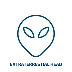 extraterrestial head icon from astronomy collection. Thin linear extraterrestial head, big, space outline icon isolated on white background. Line vector extraterrestial head sign, symbol for web and