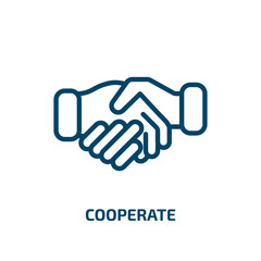 cooperate icon from business collection. Thin linear cooperate, cooperation, partnership outline icon isolated on white background. Line vector cooperate sign, symbol for web and mobile