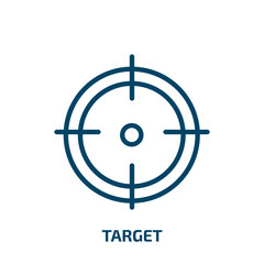 target symbol icon from business collection. Thin linear target symbol, target, internet outline icon isolated on white background. Line vector target symbol sign, symbol for web and mobile