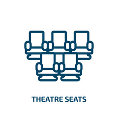 theatre seats icon from cinema collection. Thin linear theatre seats, movie, seat outline icon isolated on white background. Line vector theatre seats sign, symbol for web and mobile