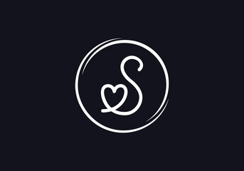 Love font logo design vector sign. Love and heart icon and symbol design vector with S