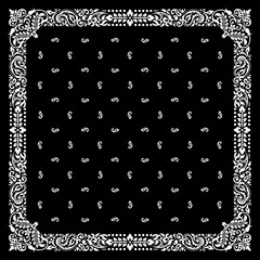 Simply Bandana decorated with white geometric ornament lines that can be applied to fabrics of various colors