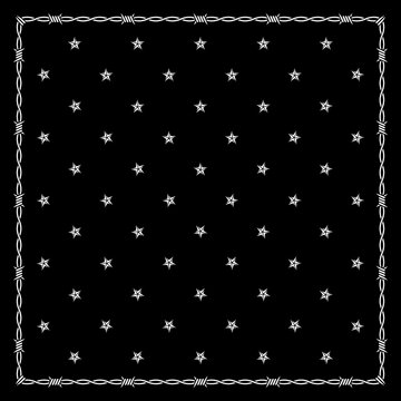 Simply Bandana decorated with white geometric ornament lines that can be applied to fabrics of various colors