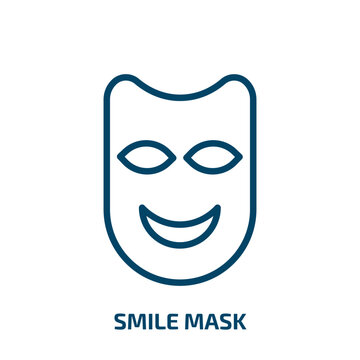 smile mask icon from cinema collection. Thin linear smile mask, happy, smile outline icon isolated on white background. Line vector smile mask sign, symbol for web and mobile