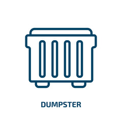 dumpster icon from cleaning collection. Thin linear dumpster, rubbish, waste outline icon isolated on white background. Line vector dumpster sign, symbol for web and mobile