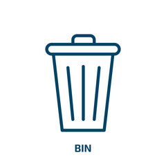 bin icon from cleaning collection. Thin linear bin, basket, recycle outline icon isolated on white background. Line vector bin sign, symbol for web and mobile