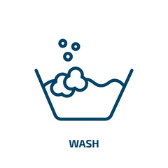 wash icon from cleaning collection. Thin linear wash, hygiene, clean outline icon isolated on white background. Line vector wash sign, symbol for web and mobile