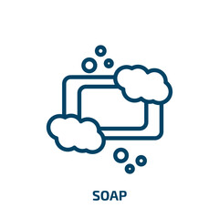 soap icon from cleaning collection. Thin linear soap, beauty, cream outline icon isolated on white background. Line vector soap sign, symbol for web and mobile
