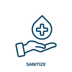 sanitize icon from cleaning collection. Thin linear sanitize, hygiene, clean outline icon isolated on white background. Line vector sanitize sign, symbol for web and mobile