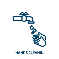 hands cleanin icon from cleaning collection. Thin linear hands cleanin, wash, houseclean outline icon isolated on white background. Line vector hands cleanin sign, symbol for web and mobile