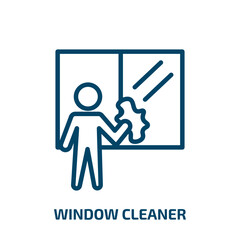 window cleaner icon from cleaning collection. Thin linear window cleaner, cleaner, wash outline icon isolated on white background. Line vector window cleaner sign, symbol for web and mobile