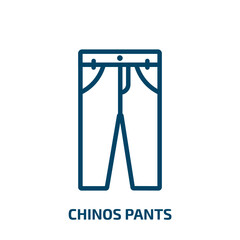 chinos pants icon from clothes collection. Thin linear chinos pants, pants, clothing outline icon isolated on white background. Line vector chinos pants sign, symbol for web and mobile