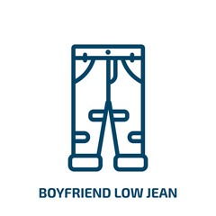 boyfriend low jean icon from clothes collection. Thin linear boyfriend low jean, vector, illustration outline icon isolated on white background. Line vector boyfriend low jean sign, symbol for web and