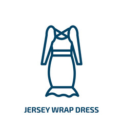 jersey wrap dress icon from clothes collection. Thin linear jersey wrap dress, dress, jersey outline icon isolated on white background. Line vector jersey wrap dress sign, symbol for web and mobile