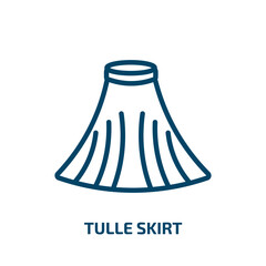 tulle skirt icon from clothes collection. Thin linear tulle skirt, pink, ballerina outline icon isolated on white background. Line vector tulle skirt sign, symbol for web and mobile
