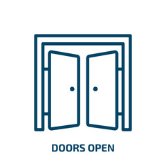 doors open icon from construction collection. Thin linear doors open, open, door outline icon isolated on white background. Line vector doors open sign, symbol for web and mobile