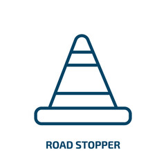 road stopper icon from construction collection. Thin linear road stopper, road, traffic outline icon isolated on white background. Line vector road stopper sign, symbol for web and mobile