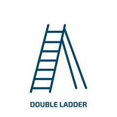 double ladder icon from construction collection. Thin linear double ladder, double, ladder outline icon isolated on white background. Line vector double ladder sign, symbol for web and mobile