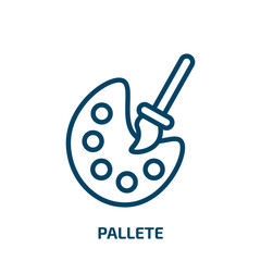 pallete icon from construction collection. Thin linear pallete, pallet, container outline icon isolated on white background. Line vector pallete sign, symbol for web and mobile