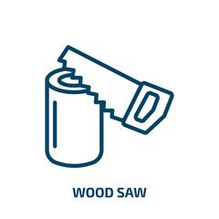 wood saw icon from construction collection. Thin linear wood saw, wood, equipment outline icon isolated on white background. Line vector wood saw sign, symbol for web and mobile
