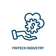 fintech industry icon from cryptocurrency collection. Thin linear fintech industry, fintech, business outline icon isolated on white background. Line vector fintech industry sign, symbol for web and