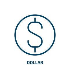 dollar symbol icon from cryptocurrency collection. Thin linear dollar symbol, business, money outline icon isolated on white background. Line vector dollar symbol sign, symbol for web and mobile