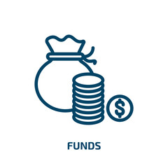 funds icon from cryptocurrency collection. Thin linear funds, investment, money outline icon isolated on white background. Line vector funds sign, symbol for web and mobile