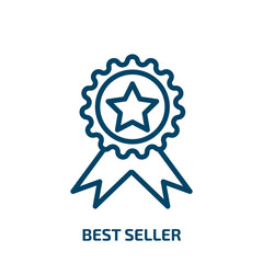 best seller icon from cryptocurrency collection. Thin linear best seller, seller, stamp outline icon isolated on white background. Line vector best seller sign, symbol for web and mobile