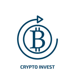 crypto invest icon from cryptocurrency collection. Thin linear crypto invest, network, payment outline icon isolated on white background. Line vector crypto invest sign, symbol for web and mobile