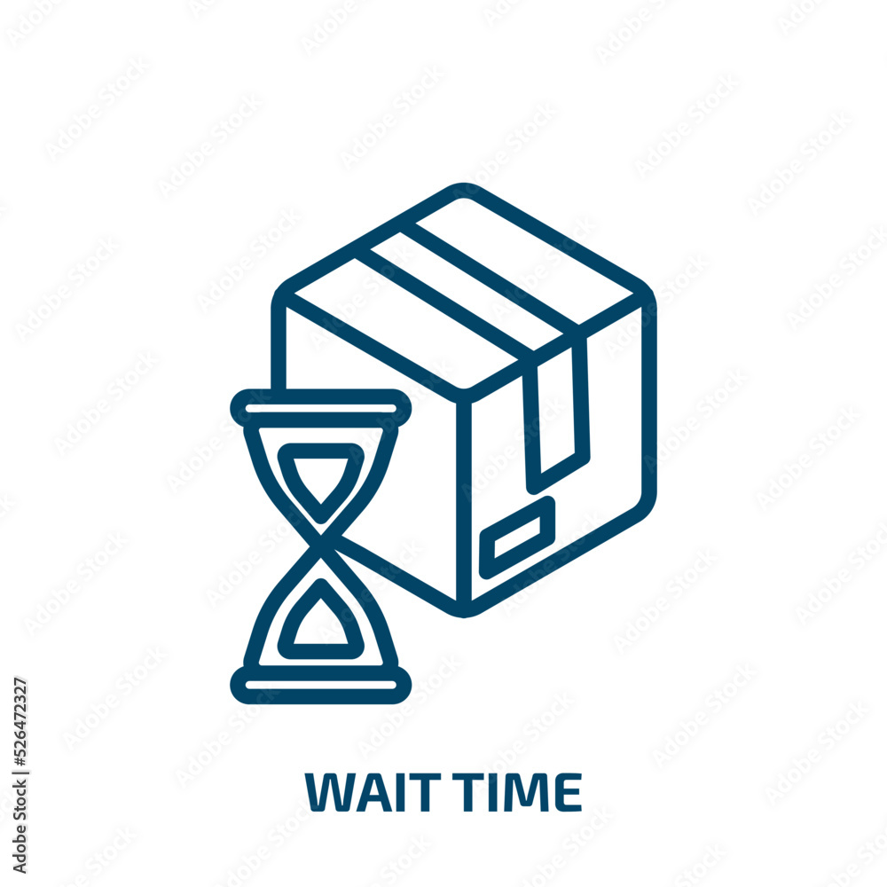 Poster wait time icon from packing and delivery collection. Thin linear wait time, time, clock outline icon isolated on white background. Line vector wait time sign, symbol for web and mobile