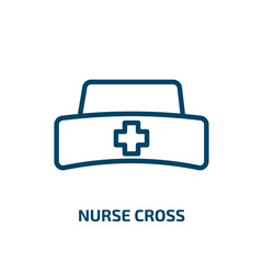 nurse cross icon from medical collection. Thin linear nurse cross, medical, care outline icon isolated on white background. Line vector nurse cross sign, symbol for web and mobile