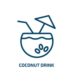 coconut drink icon from drinks collection. Thin linear coconut drink, fresh, drink outline icon isolated on white background. Line vector coconut drink sign, symbol for web and mobile