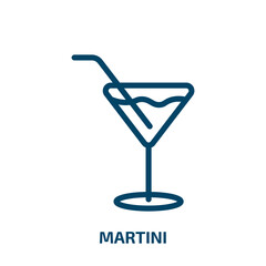 martini icon from drinks collection. Thin linear martini, bar, cocktail outline icon isolated on white background. Line vector martini sign, symbol for web and mobile