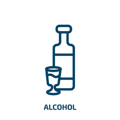 alcohol icon from drinks collection. Thin linear alcohol, bottle, beer outline icon isolated on white background. Line vector alcohol sign, symbol for web and mobile