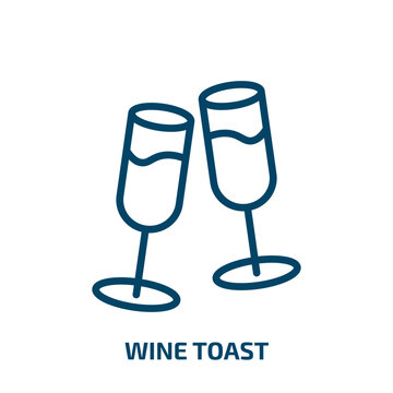 wine toast icon from drinks collection. Thin linear wine toast, glass, wine outline icon isolated on white background. Line vector wine toast sign, symbol for web and mobile