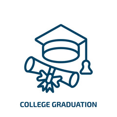 college graduation icon from education collection. Thin linear college graduation, college, school outline icon isolated on white background. Line vector college graduation sign, symbol for web and