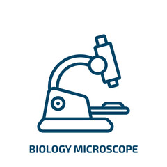 biology microscope icon from education collection. Thin linear biology microscope, medical, research outline icon isolated on white background. Line vector biology microscope sign, symbol for web and