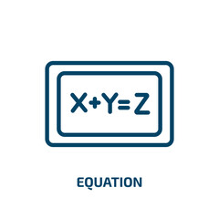 equation icon from education collection. Thin linear equation, school, math outline icon isolated on white background. Line vector equation sign, symbol for web and mobile