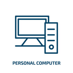 personal computer icon from electronic devices collection. Thin linear personal computer, person, computer outline icon isolated on white background. Line vector personal computer sign, symbol for web