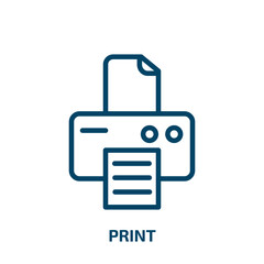 print icon from electrian connections collection. Thin linear print, collection, paper outline icon isolated on white background. Line vector print sign, symbol for web and mobile