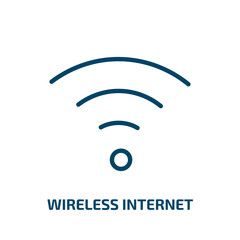 wireless internet icon from electrian connections collection. Thin linear wireless internet, communication, phone outline icon isolated on white background. Line vector wireless internet sign, symbol