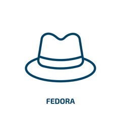 fedora icon from fashion collection. Thin linear fedora, hat, accessory outline icon isolated on white background. Line vector fedora sign, symbol for web and mobile